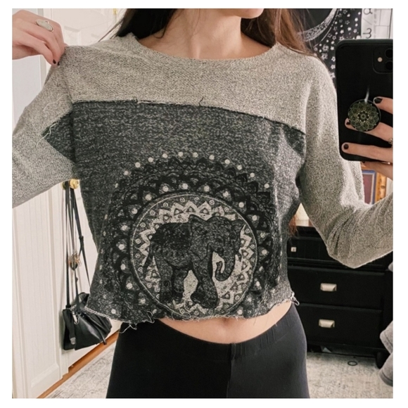 Boho Elephant Raw Seam Pullover - Picture 2 of 11